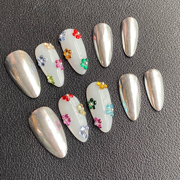 Floral relief hand-painted nail art
